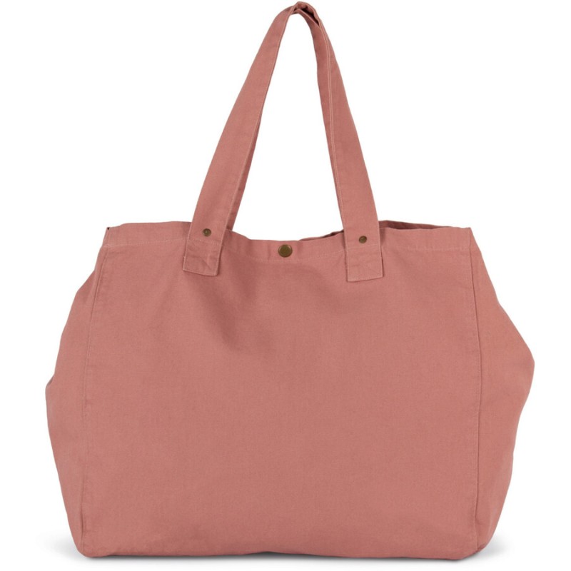 Sac cabas shopping avec soufflet en coton délavé, poche intérieure, 310 g/m²