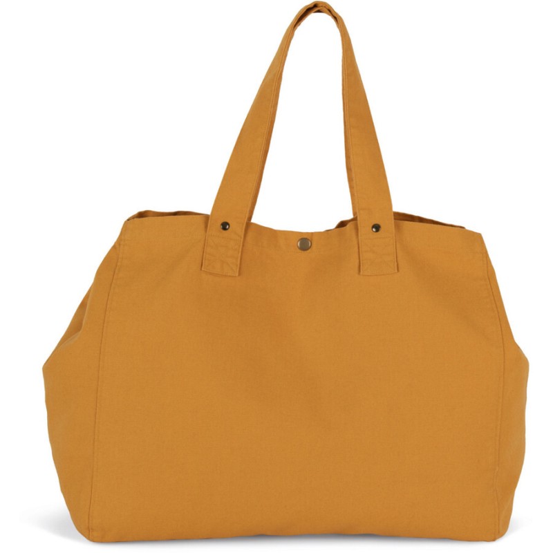 Sac cabas shopping avec soufflet en coton délavé, poche intérieure, 310 g/m²