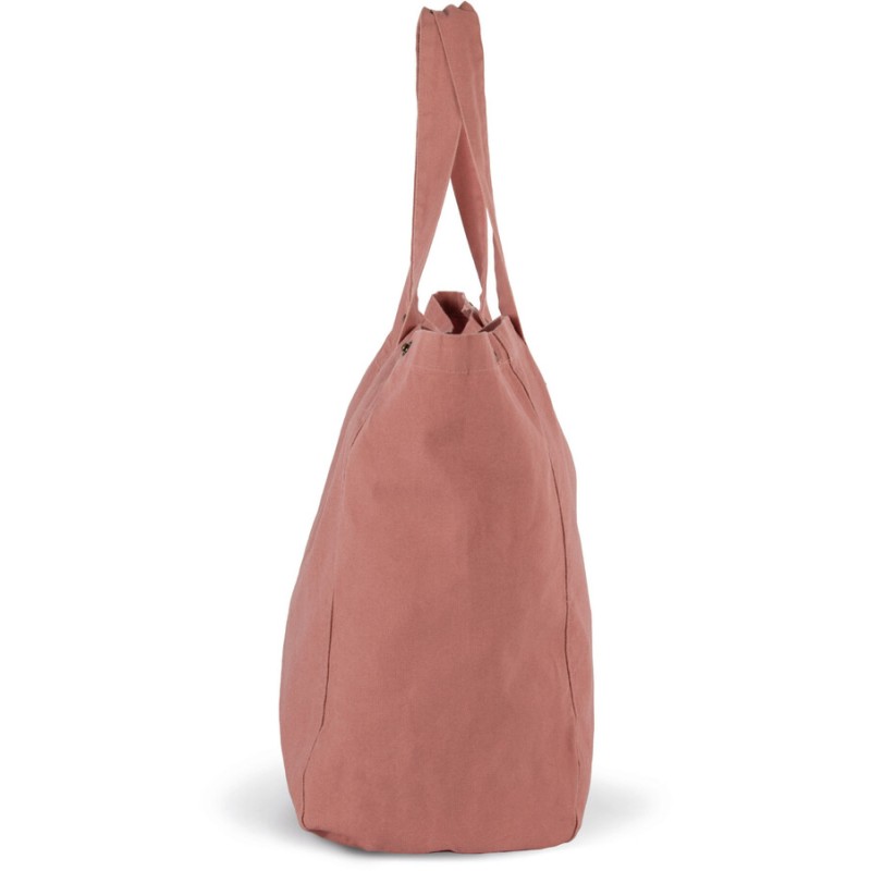 Sac cabas shopping avec soufflet en coton délavé, poche intérieure, 310 g/m²
