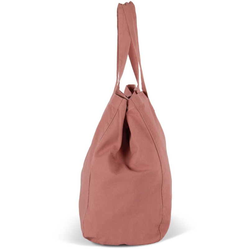 Sac cabas shopping avec soufflet en coton délavé, poche intérieure, 310 g/m²
