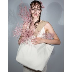 Grand sac shopping recyclé avec soufflet, anses longues, 285 g/m²