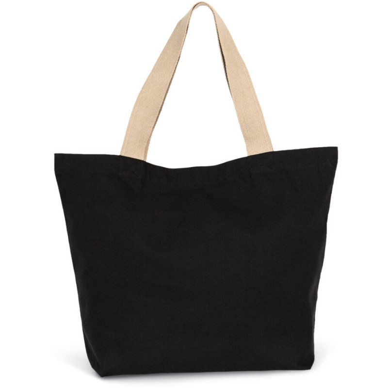 Grand sac shopping recyclé avec soufflet, anses longues, 285 g/m²