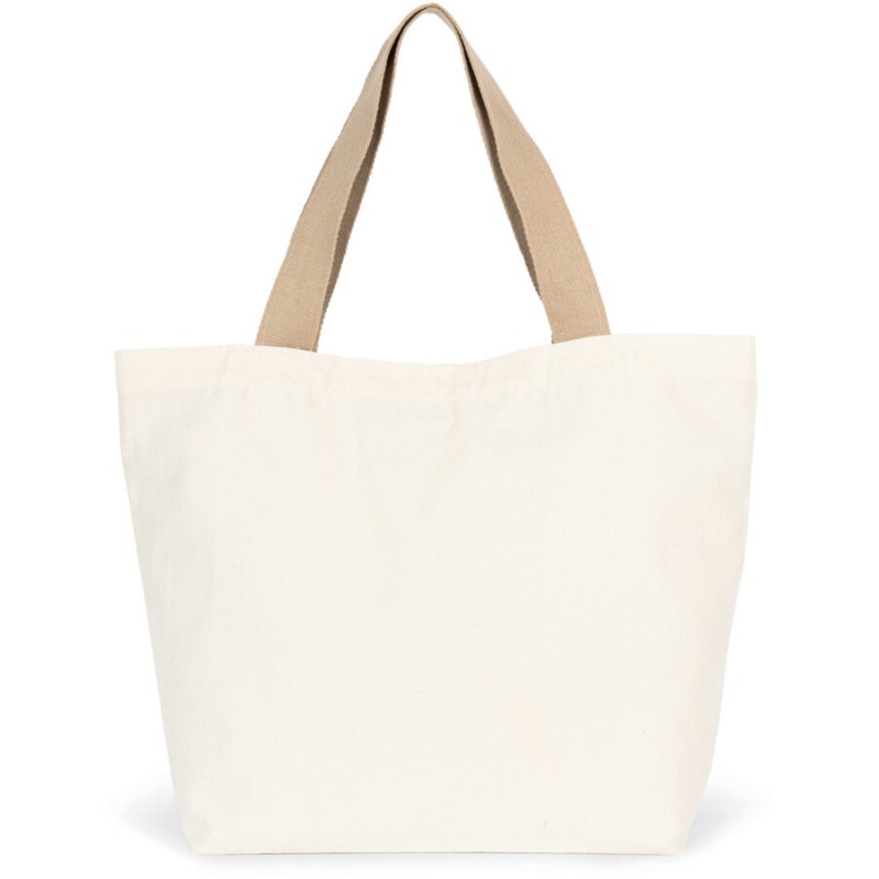 Grand sac shopping recyclé avec soufflet, anses longues, 285 g/m²