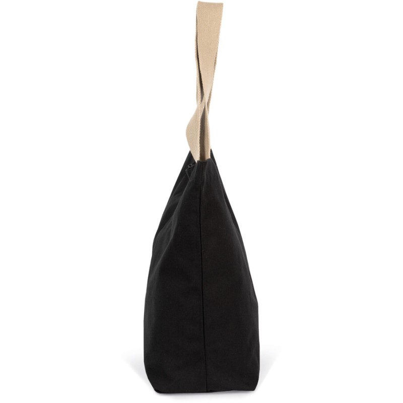 Grand sac shopping recyclé avec soufflet, anses longues, 285 g/m²