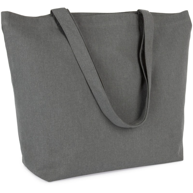 Grand sac cabas K-loop durable avec soufflet en coton recyclé et polyester recyclé, 285 g/m²
