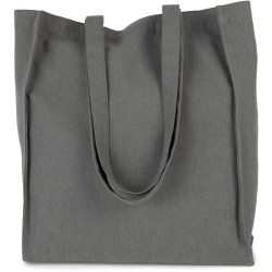 Sac shopping rectangulaire K-loop avec soufflet en coton recyclé et polyester recyclé, 285 g/m²