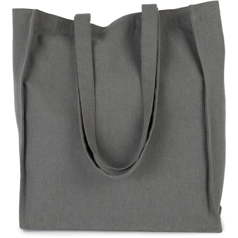 Sac shopping rectangulaire K-loop avec soufflet en coton recyclé et polyester recyclé, 285 g/m²