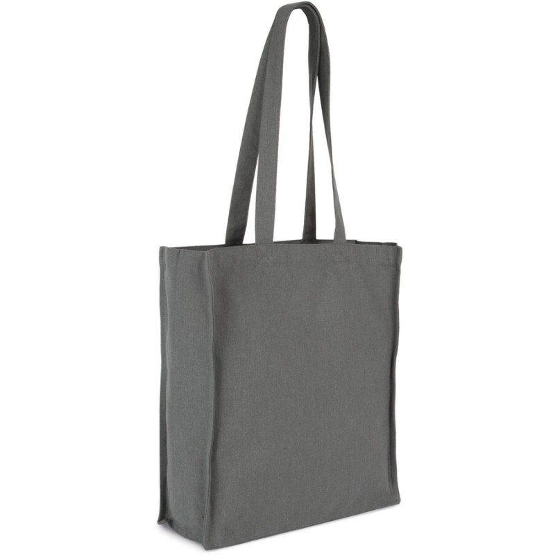 Sac shopping rectangulaire K-loop avec soufflet en coton recyclé et polyester recyclé, 285 g/m²