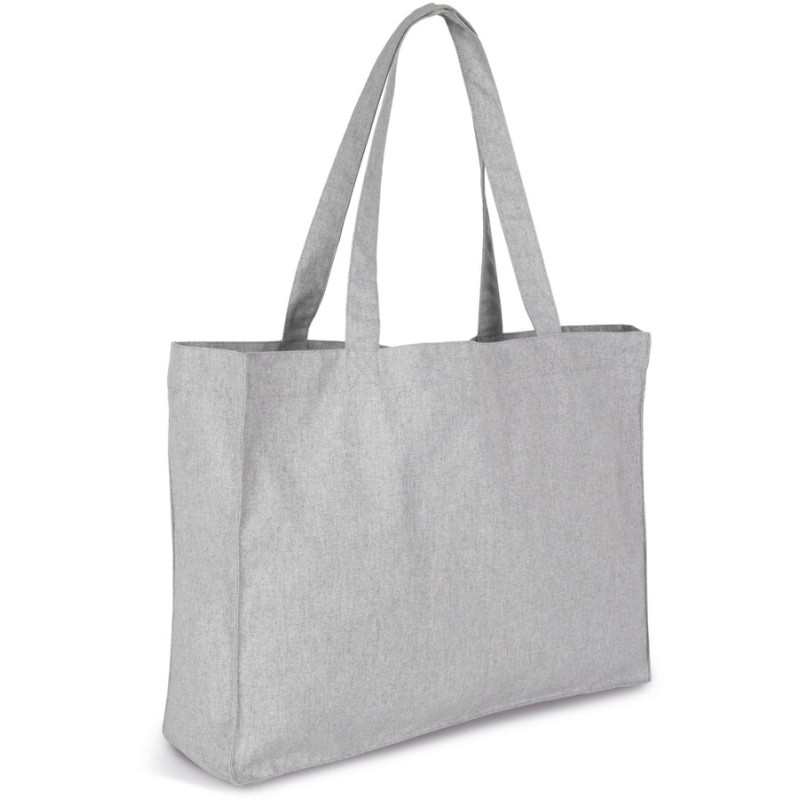 Grand sac cabas K-loop rectangulaire avec soufflet en coton recyclé et polyester recyclé, 285 g/m²