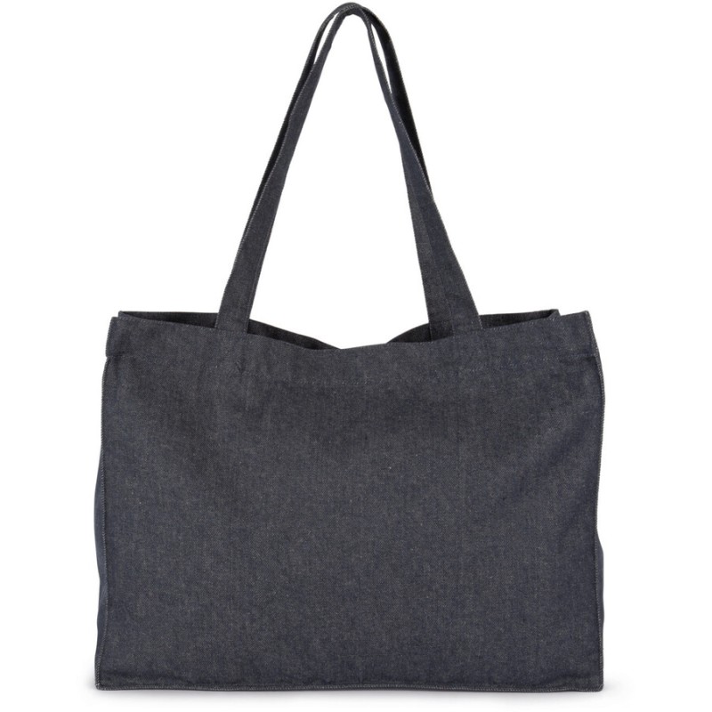Grand sac cabas denim en coton et polyester recyclé, 350 g/m²