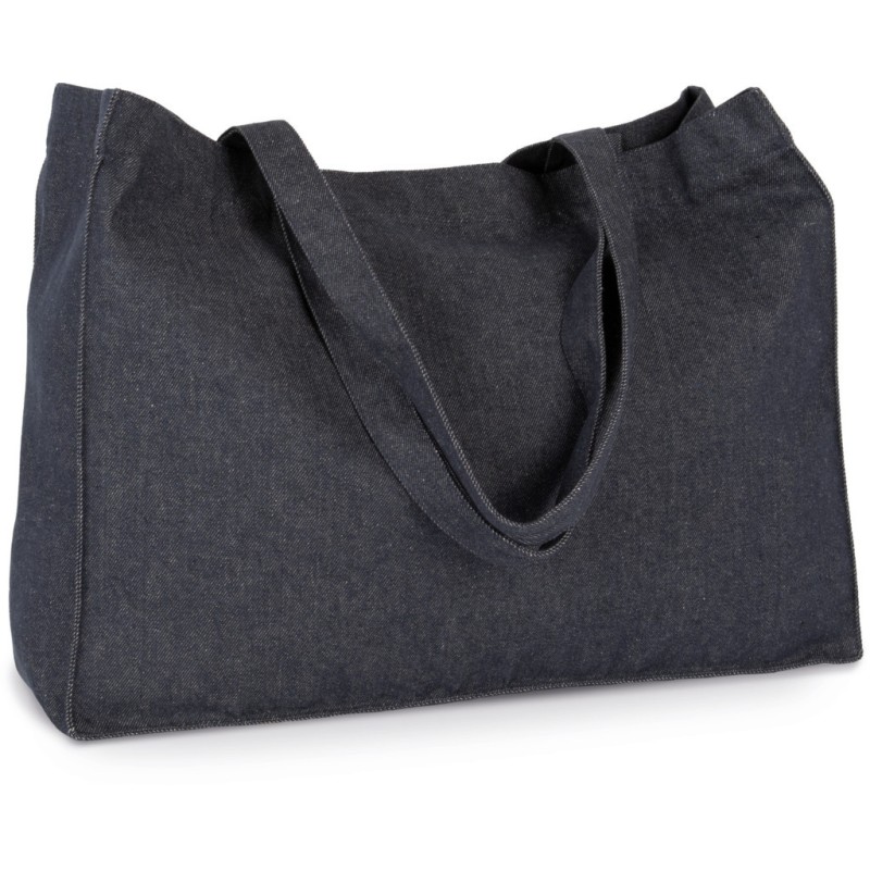 Grand sac cabas denim en coton et polyester recyclé, 350 g/m²