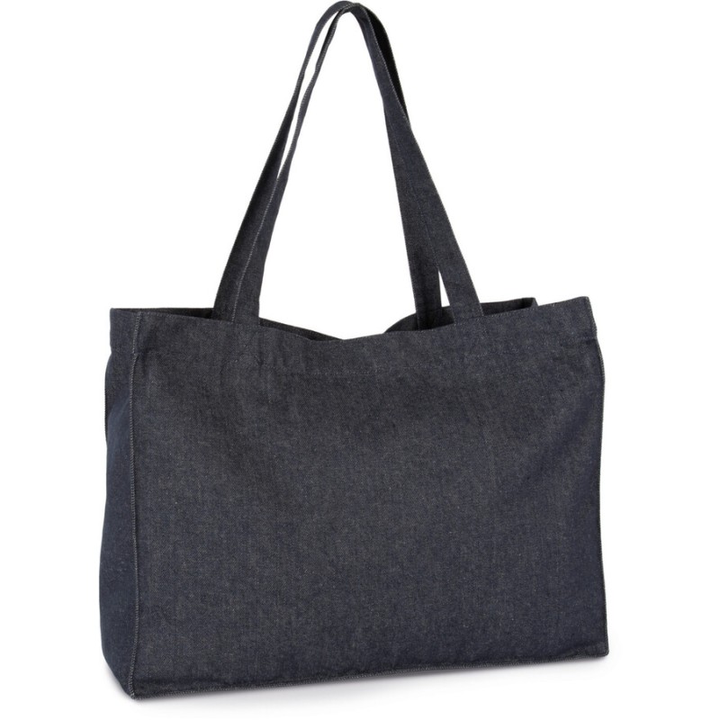 Grand sac cabas denim en coton et polyester recyclé, 350 g/m²