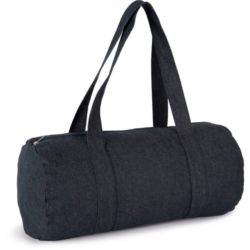 Sac polochon denim en coton et polyester recyclé, 350 g/m²