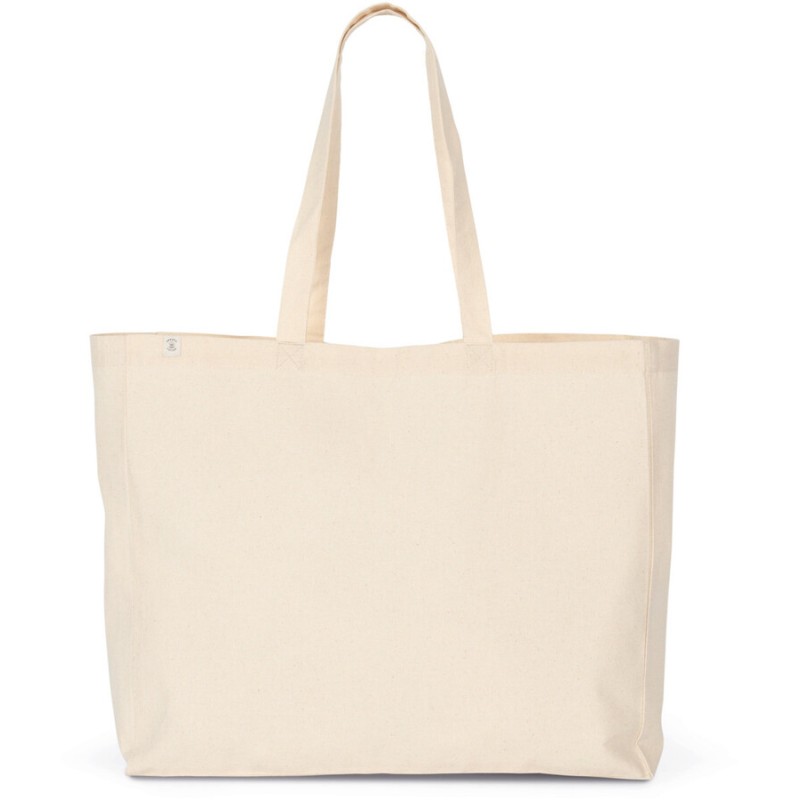 Sac shopping écoresponsable en coton bio avec soufflet, 180 g/m²