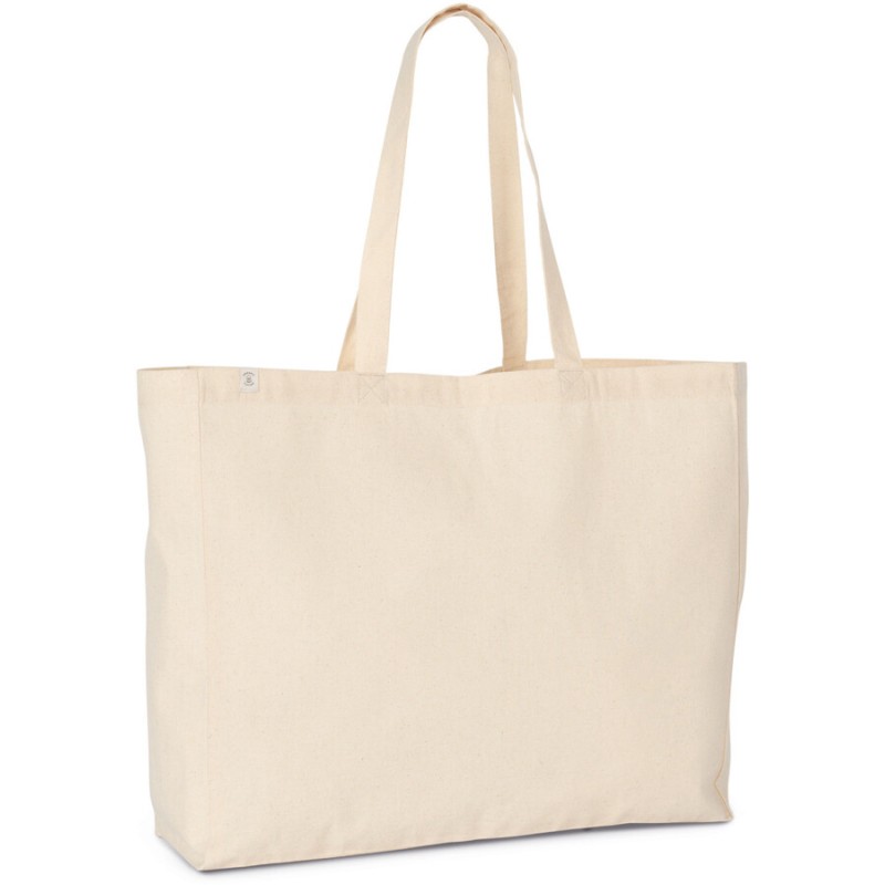 Sac shopping écoresponsable en coton bio avec soufflet, 180 g/m²