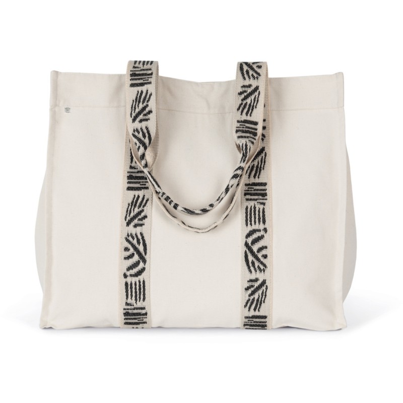 Grand sac shopping recyclé à soufflet, poche intérieure zippée, 285 g/m²