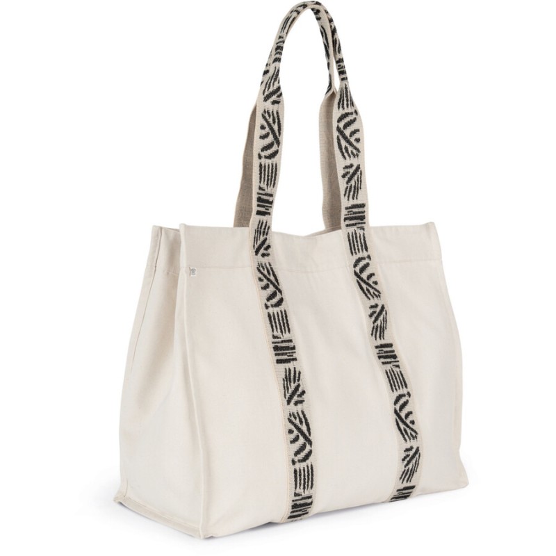 Grand sac shopping recyclé à soufflet, poche intérieure zippée, 285 g/m²