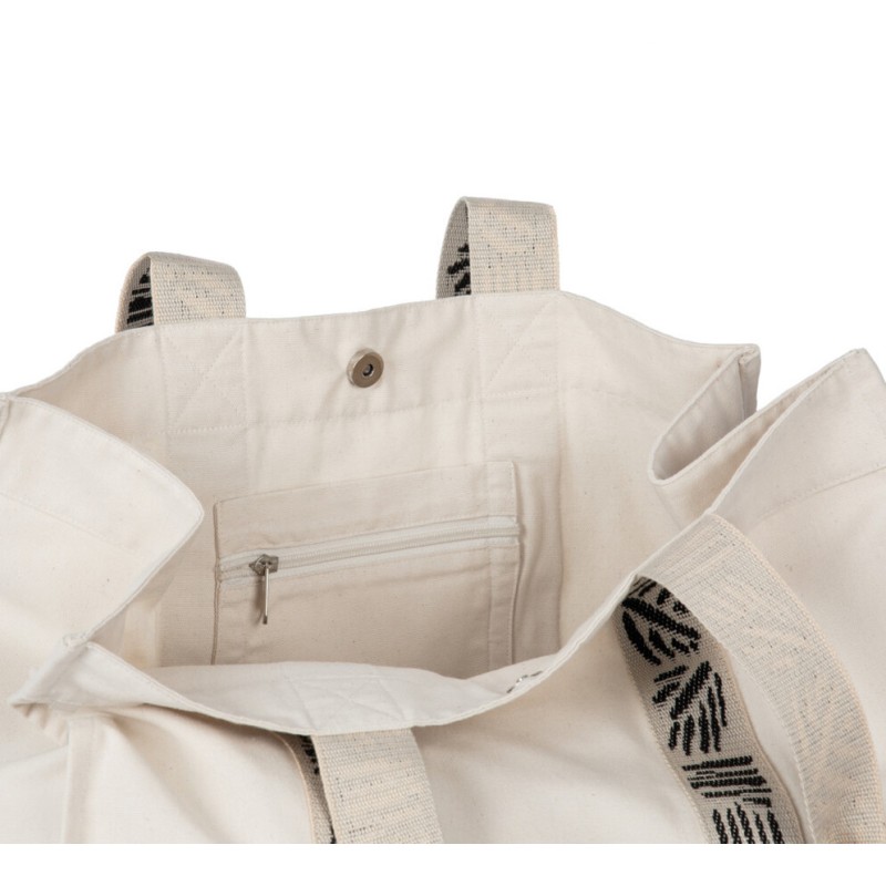 Grand sac shopping recyclé à soufflet, poche intérieure zippée, 285 g/m²