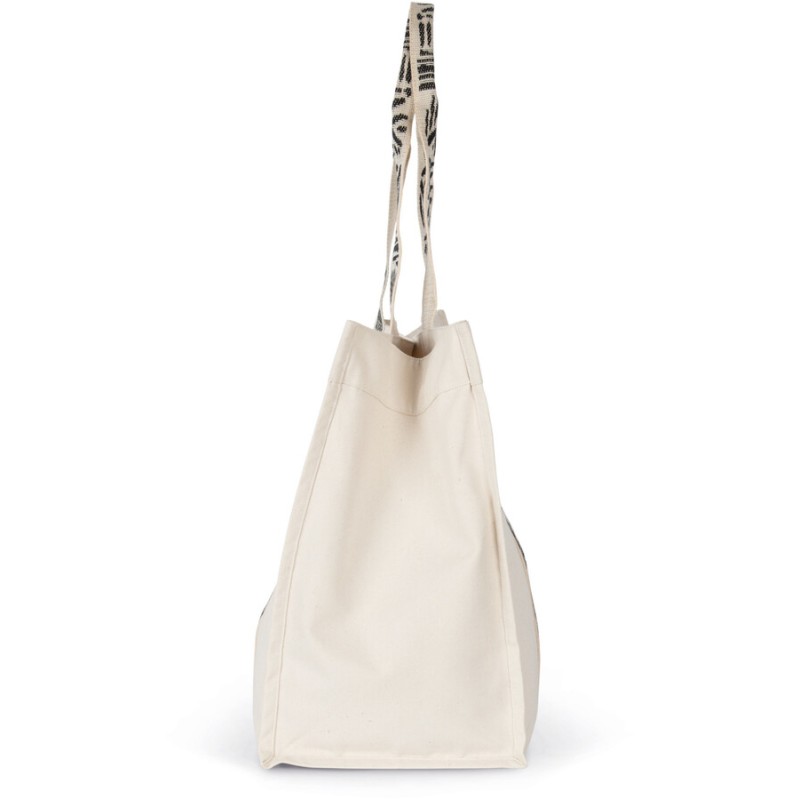 Grand sac shopping recyclé à soufflet, poche intérieure zippée, 285 g/m²