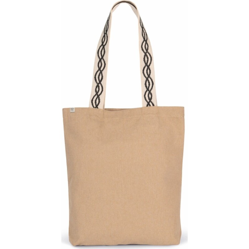 Sac shopping recyclé à fond plat, poche intérieure zippée, 285 g/m²