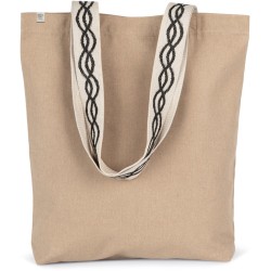 Sac shopping recyclé à fond plat, poche intérieure zippée, 285 g/m²
