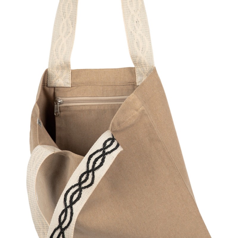 Sac shopping recyclé à fond plat, poche intérieure zippée, 285 g/m²