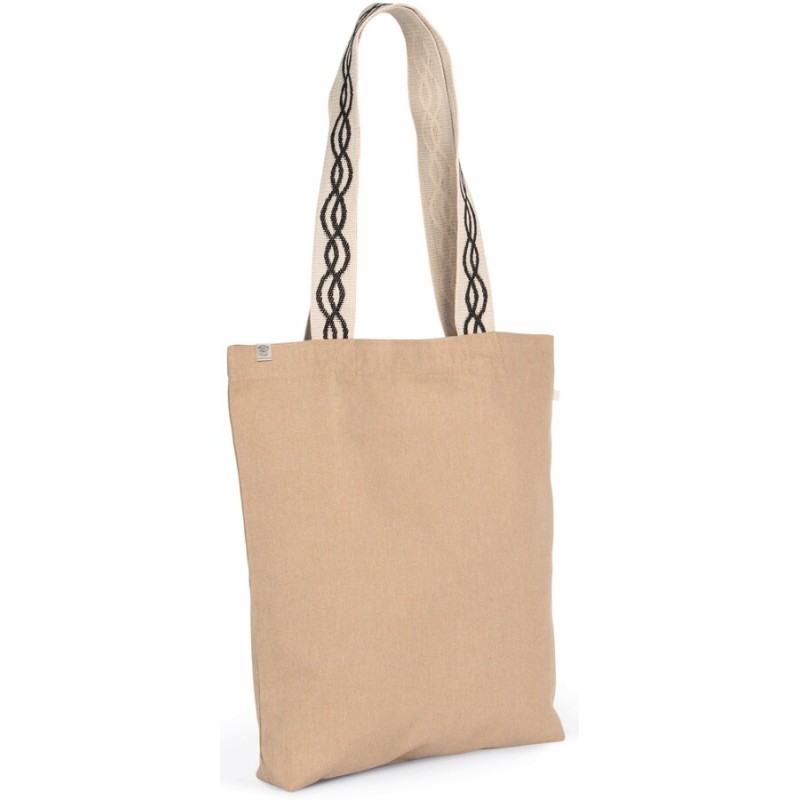 Sac shopping recyclé à fond plat, poche intérieure zippée, 285 g/m²