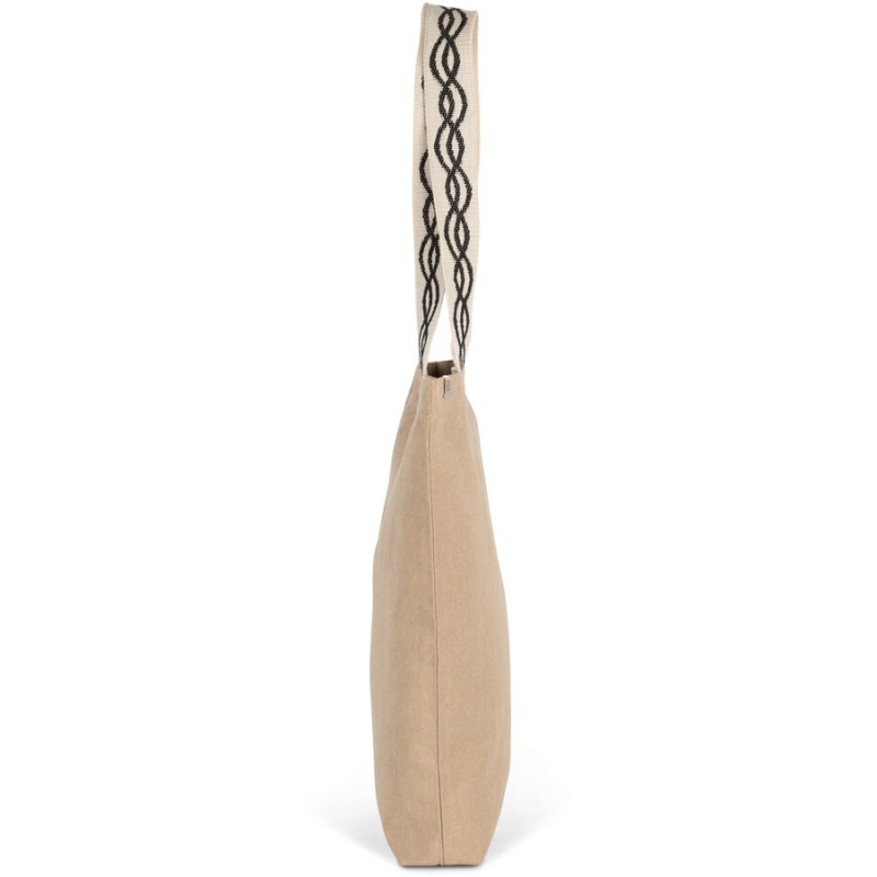 Sac shopping recyclé à fond plat, poche intérieure zippée, 285 g/m²