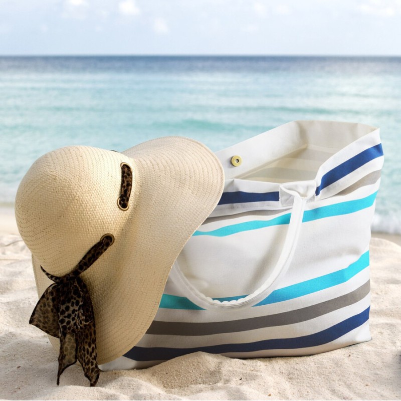 Sac de plage avec soufflet en coton canvas biologique, 340 g/m²