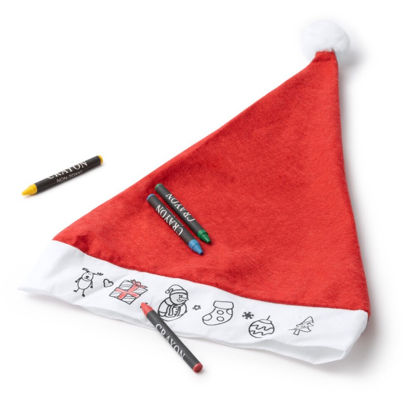 Bonnet de Noël enfant enpolyester à colorier