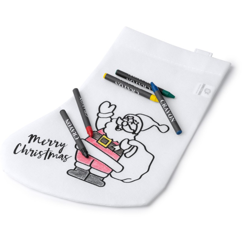 Chaussette en tissu avec un design de Noël amusant à colorier, 80 g/m²