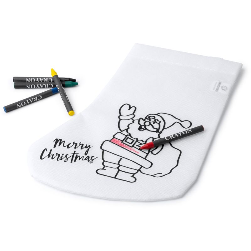 Chaussette en tissu avec un design de Noël amusant à colorier, 80 g/m²