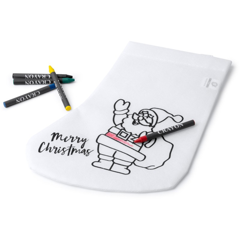 Chaussette en tissu avec un design de Noël amusant à colorier, 80 g/m²