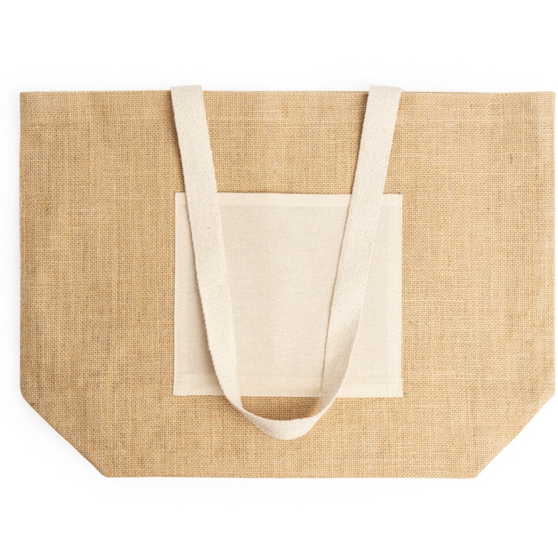 Sac cabas en jute avec une poche en coton pour le marquage