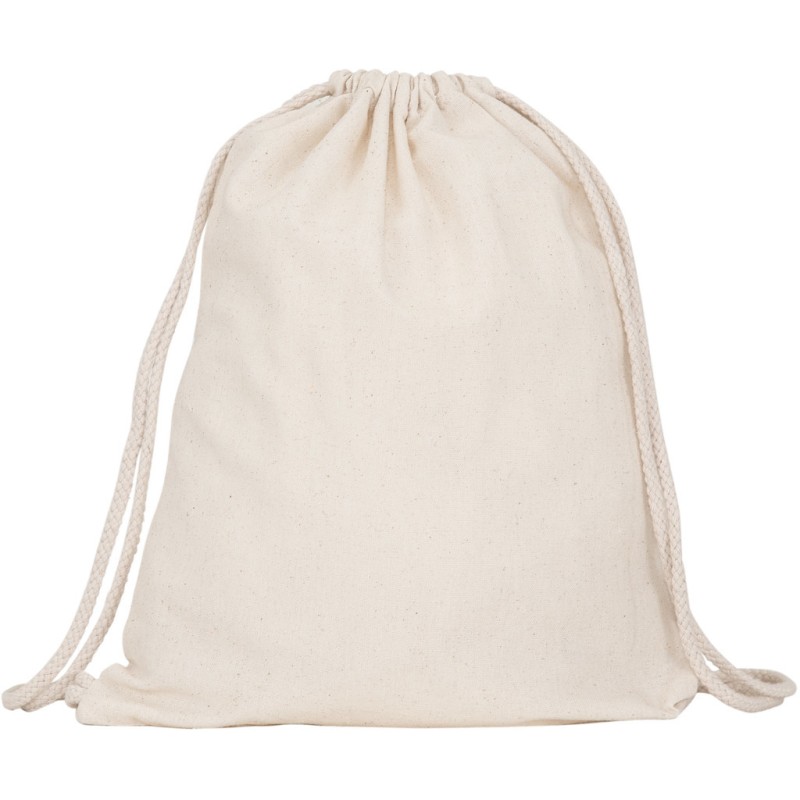 Sac à dos en coton, cordon de serrage ton sur ton, 140 g/m²