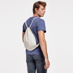 Sac à dos en coton, cordon de serrage ton sur ton, 140 g/m²