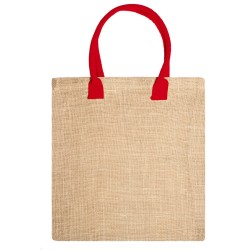 Sac en jute naturel avec anses renforcées en coton coloré