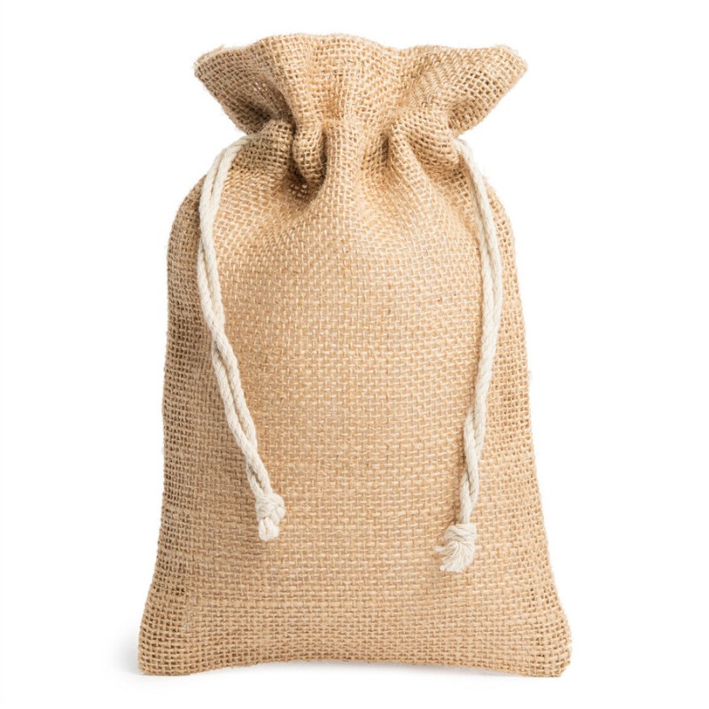 Sac en jute naturel 32 x 25 cm, fermeture par lacets en coton