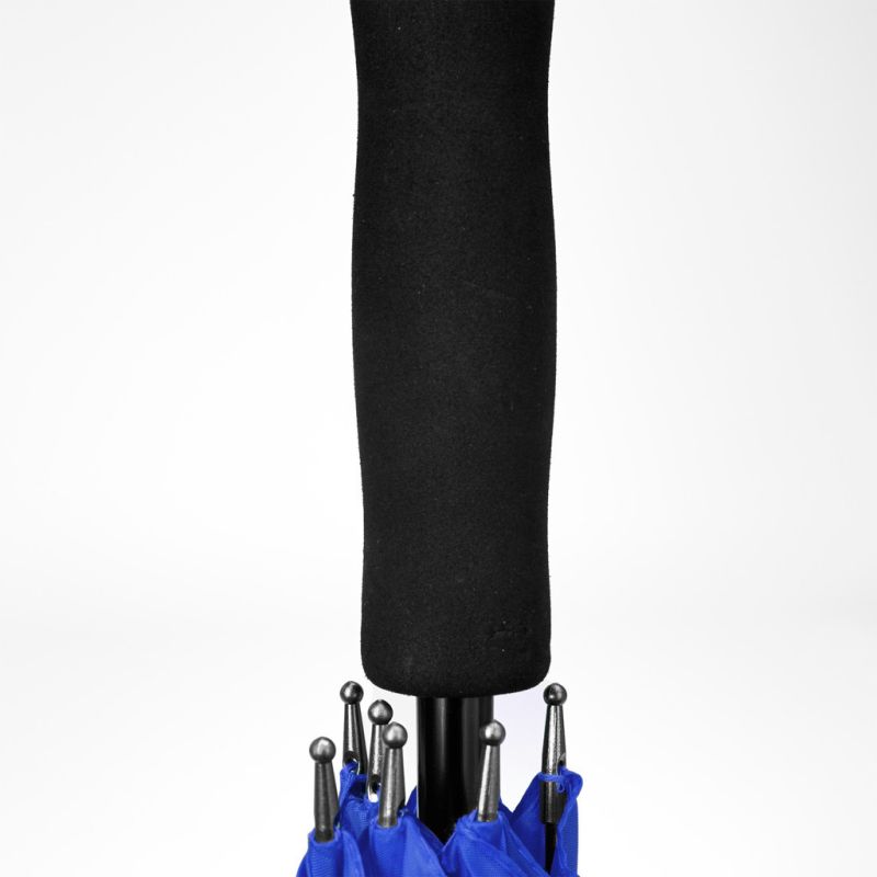 Parapluie XL avec anse, canne et finitions noires : polyester, caoutchouc, fibre de verre &métal
