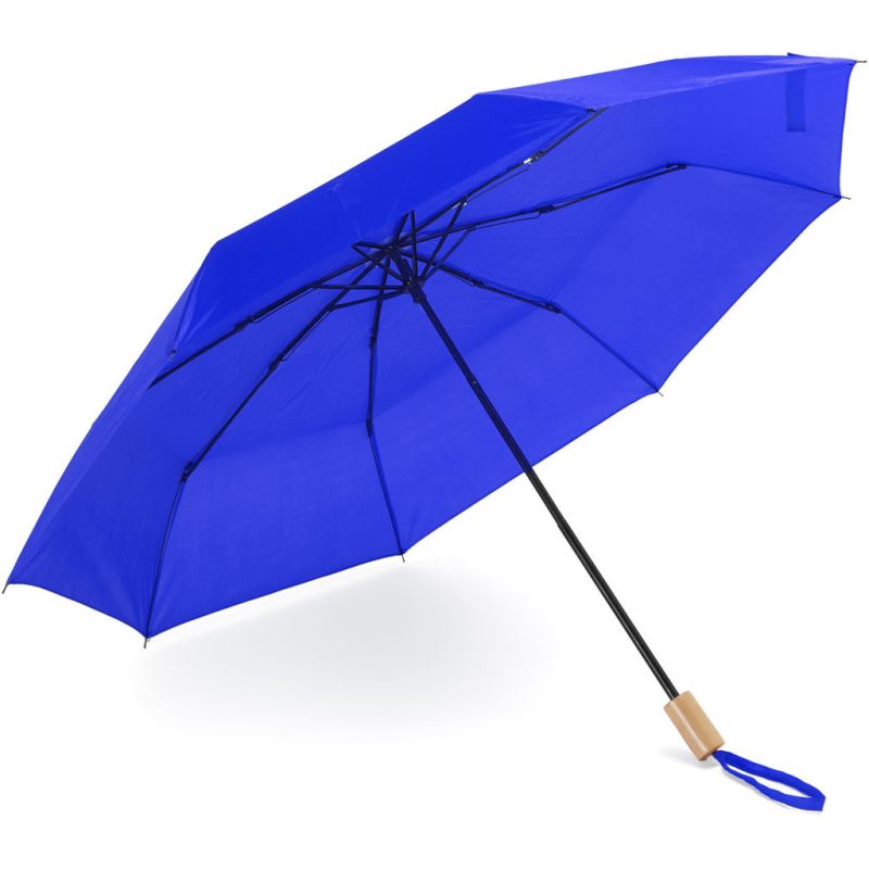 Parapluie pliant avec housse assortie et manche en bois, ouverture manuelle