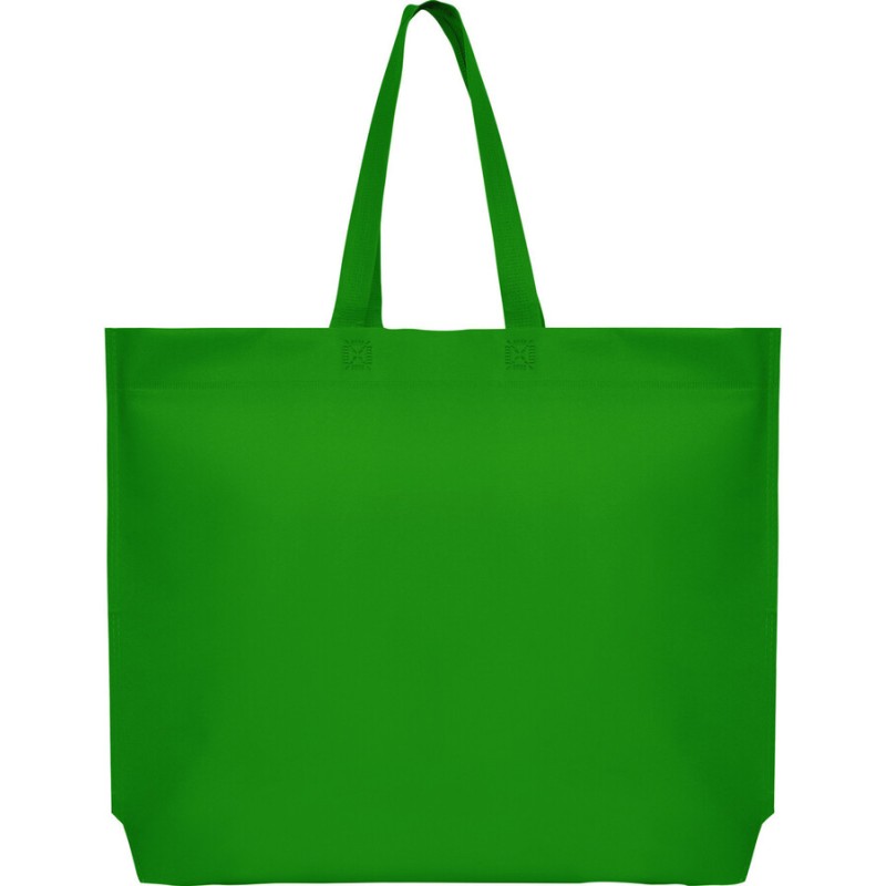 Sac thermoscellé avec base hexagonal , fabriqué en tissu non woven (non tissé), avec anse large de la même couleur, 80 g/m²