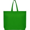 Sac thermoscellé avec base hexagonal , fabriqué en tissu non woven (non tissé), avec anse large de la même couleur, 80 g/m²