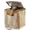 Sac isotherme Lunch bag en jute, anses et poche en coton