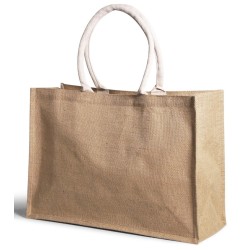 Grand sac cabas en jute, anses en coton