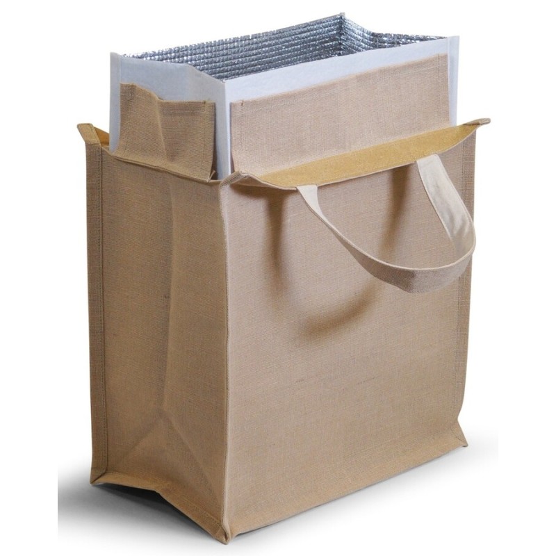 Sac isotherme en jute et coton, fermeture velcro