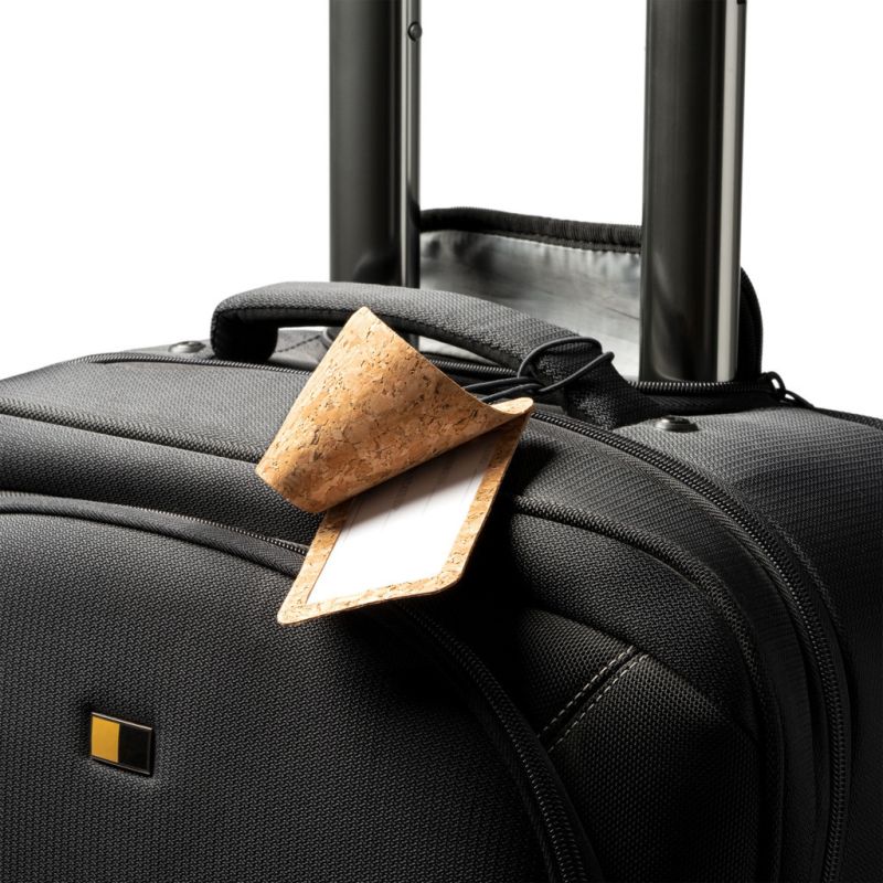 Etiquette de bagage en liège avec carte intérieure fournie