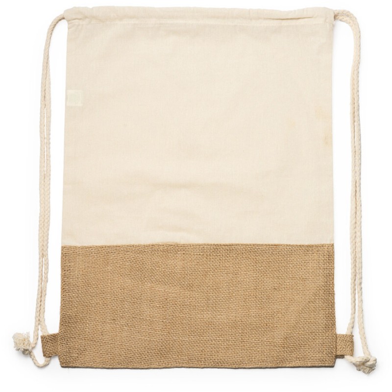 Sac à dos avec cordon de serrage en coton éco ligne et jute, 120 g / m²