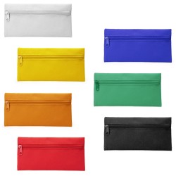 Étui polyester finition couleur unie avec fermeture à glissière en métal assortie