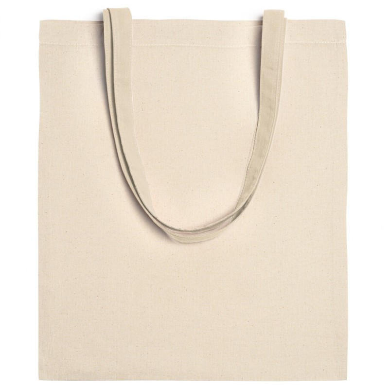 Sac en coton de couleur naturel, anses larges dans la même couleur, 140 g/m²