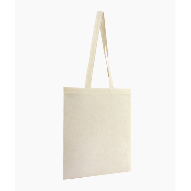 Sac en coton de couleur naturel, anses larges dans la même couleur, 140 g/m²